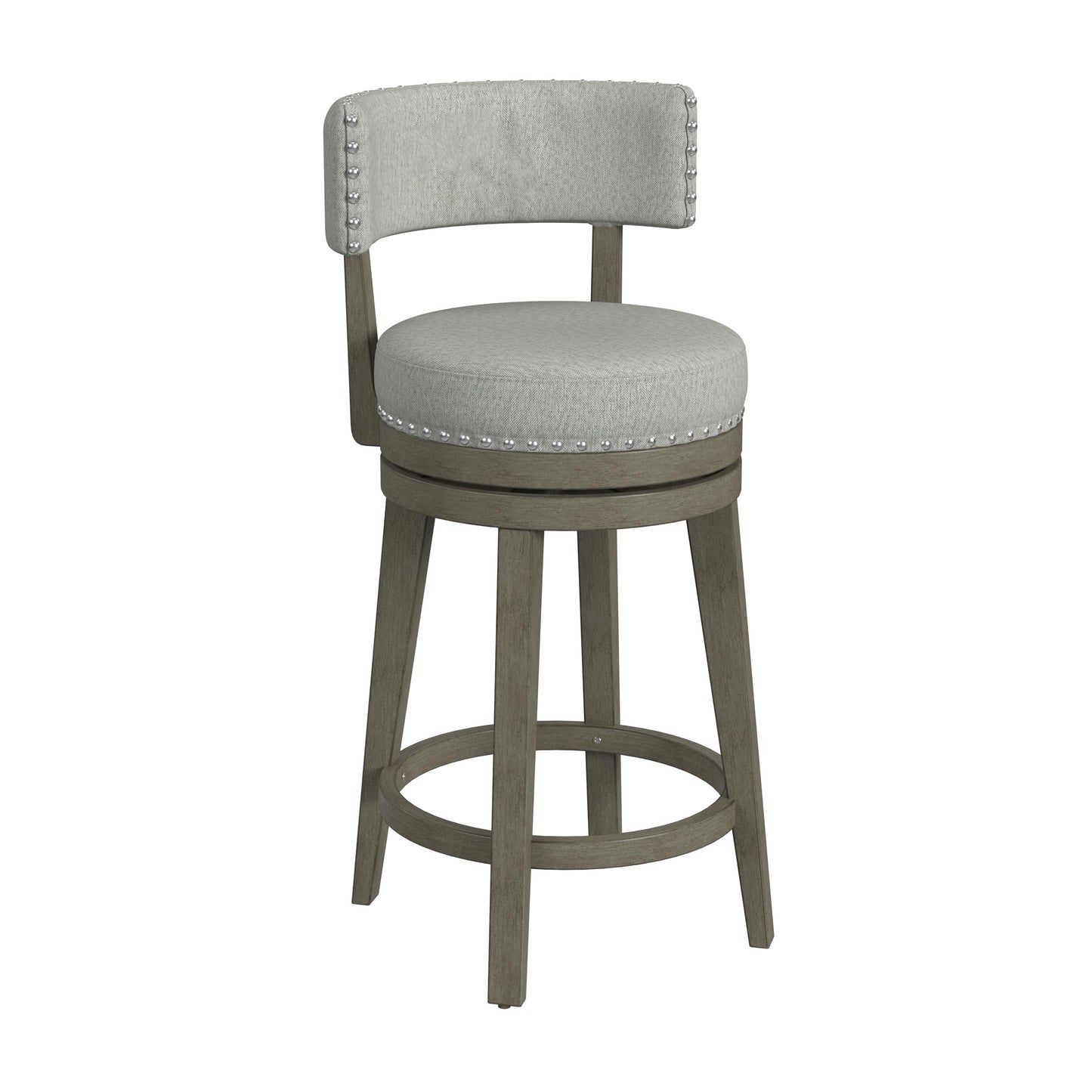 Hillsdale Furniture Lawton Wood Counter Height Swivel Stool, Antique Gray with Ash Gray Fabric