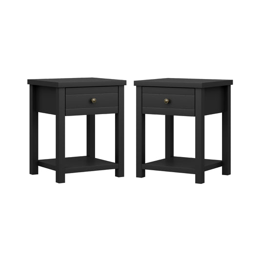 Living Essentials by Hillsdale Harmony Wood Accent Table, Set of 2, Matte Black