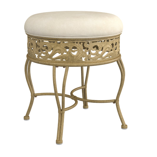 Hillsdale Furniture Villa III Backless Metal Vanity Stool, Antique Beige