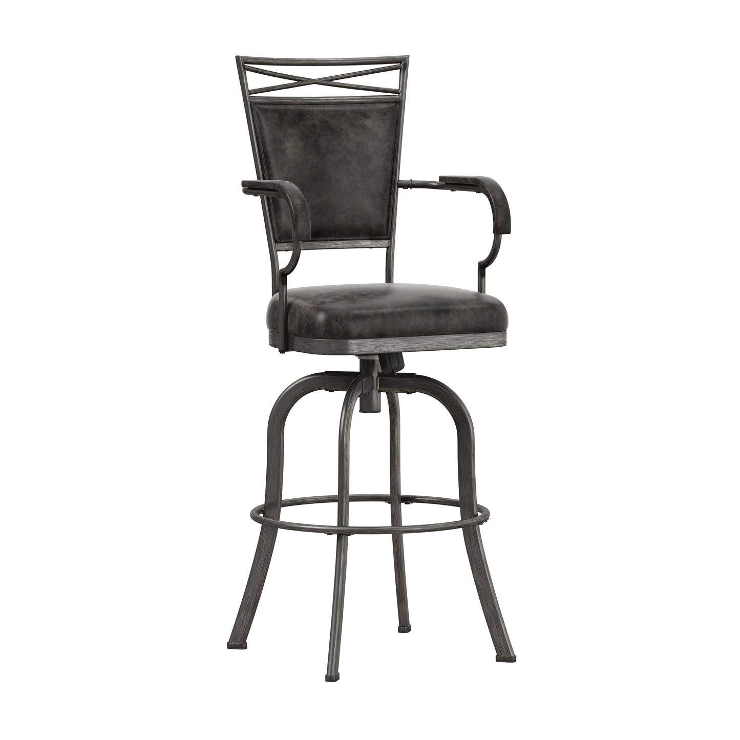 Hillsdale Furniture Bridgetown Metal Bar Height Swivel Stool, Pewter