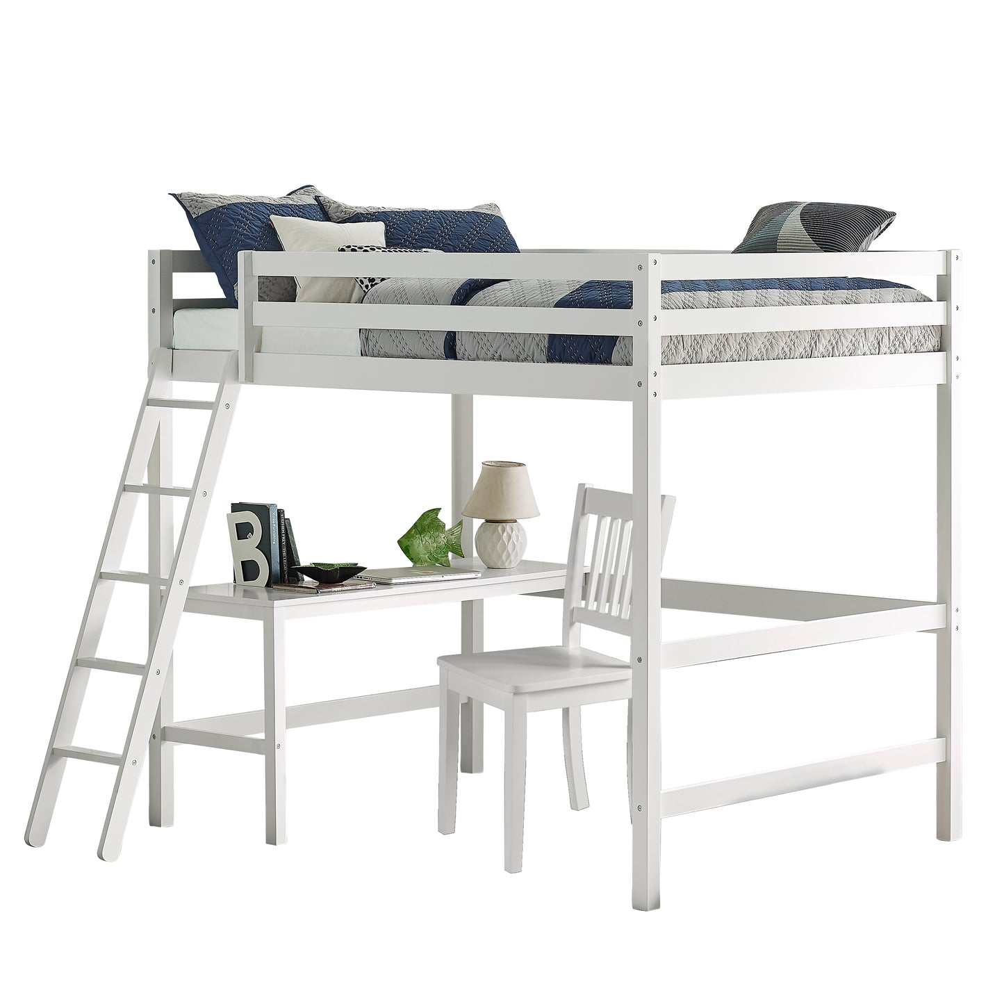 Hillsdale Kids and Teen Caspian Full Loft Bed with Desk Chair, White