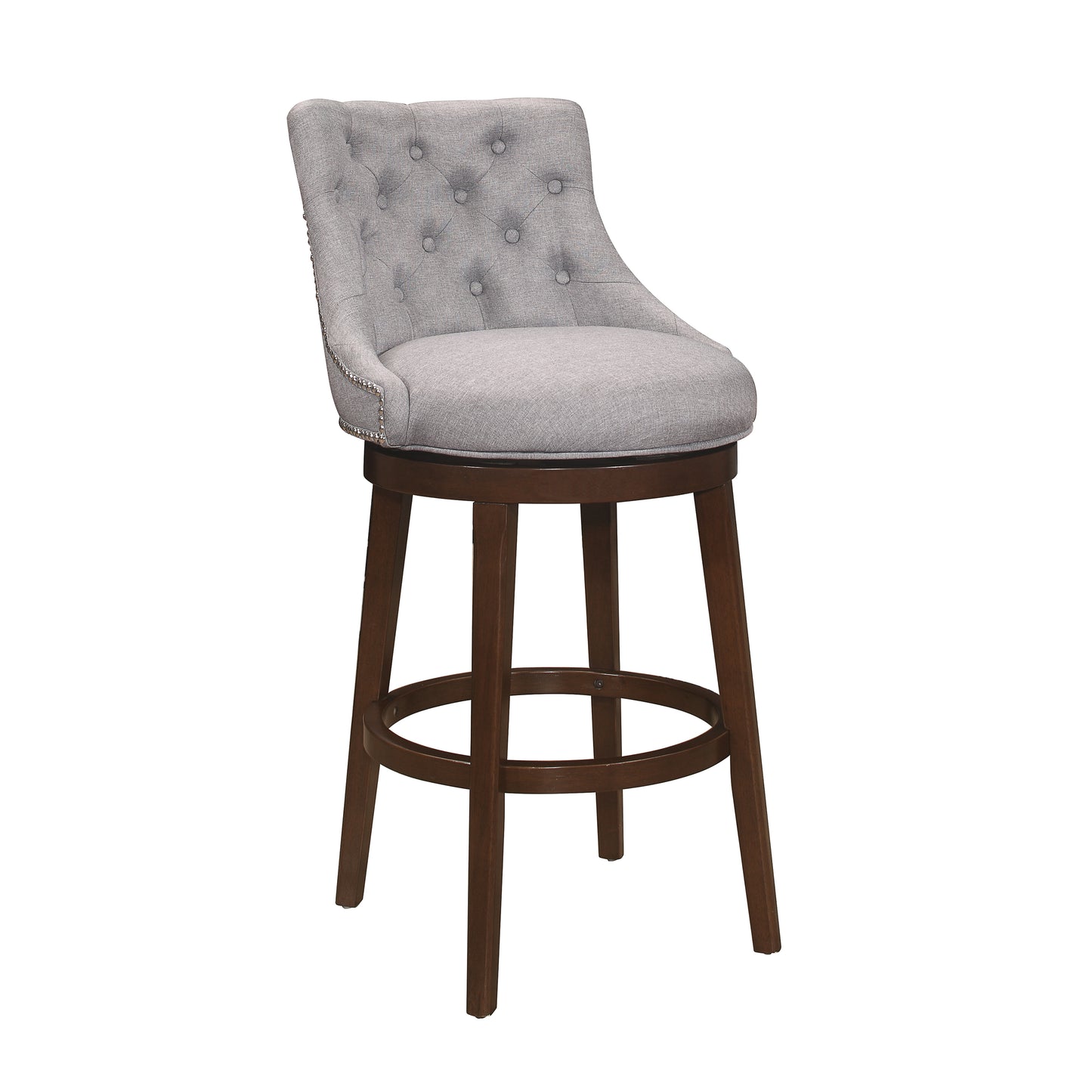 Hillsdale Furniture Halbrooke Wood Swivel Bar Height Stool, Gray Fabric