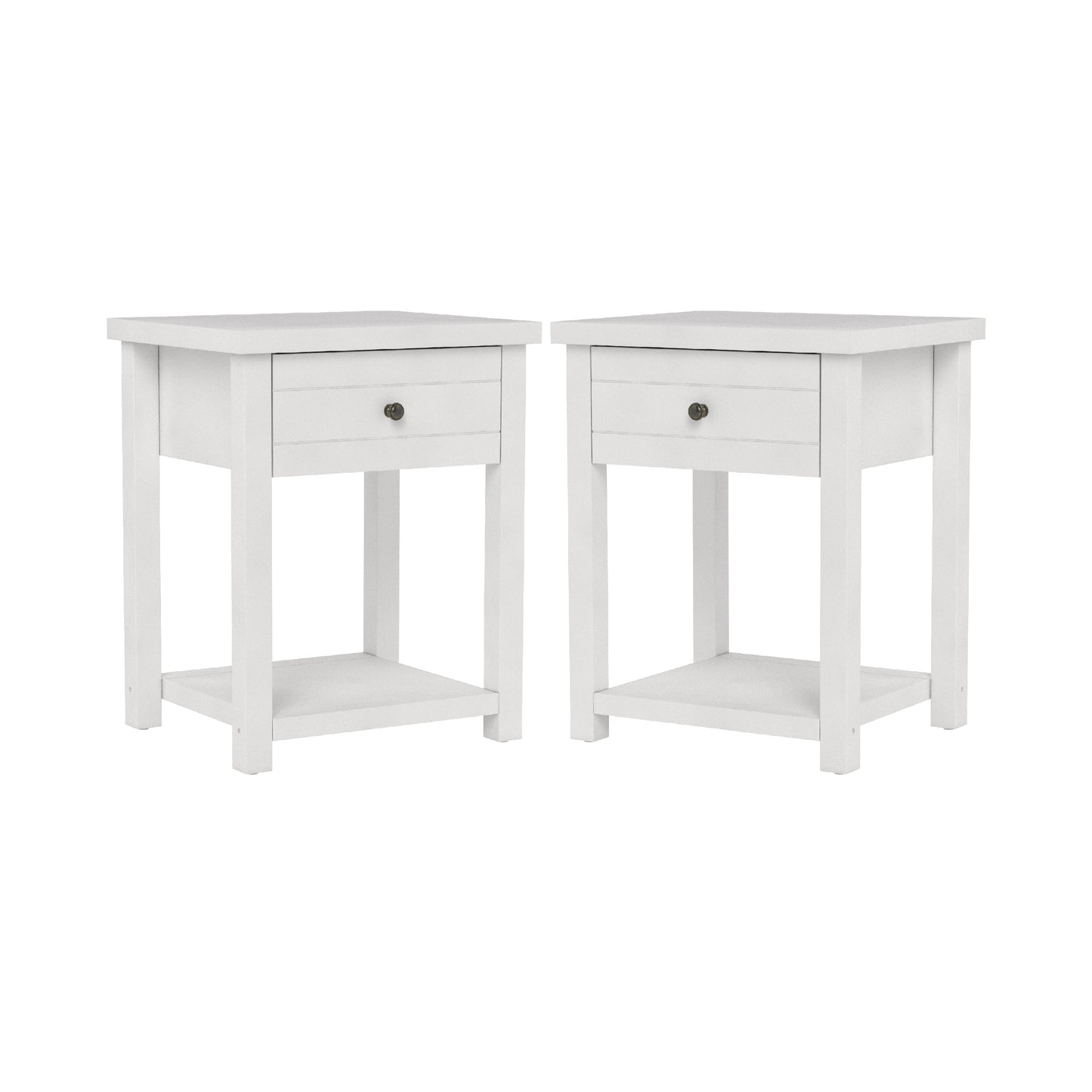 Living Essentials by Hillsdale Harmony Wood Accent Table, Set of 2, Matte White