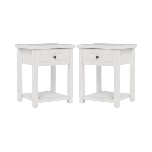 Living Essentials by Hillsdale Harmony Wood Accent Table, Set of 2, Matte White