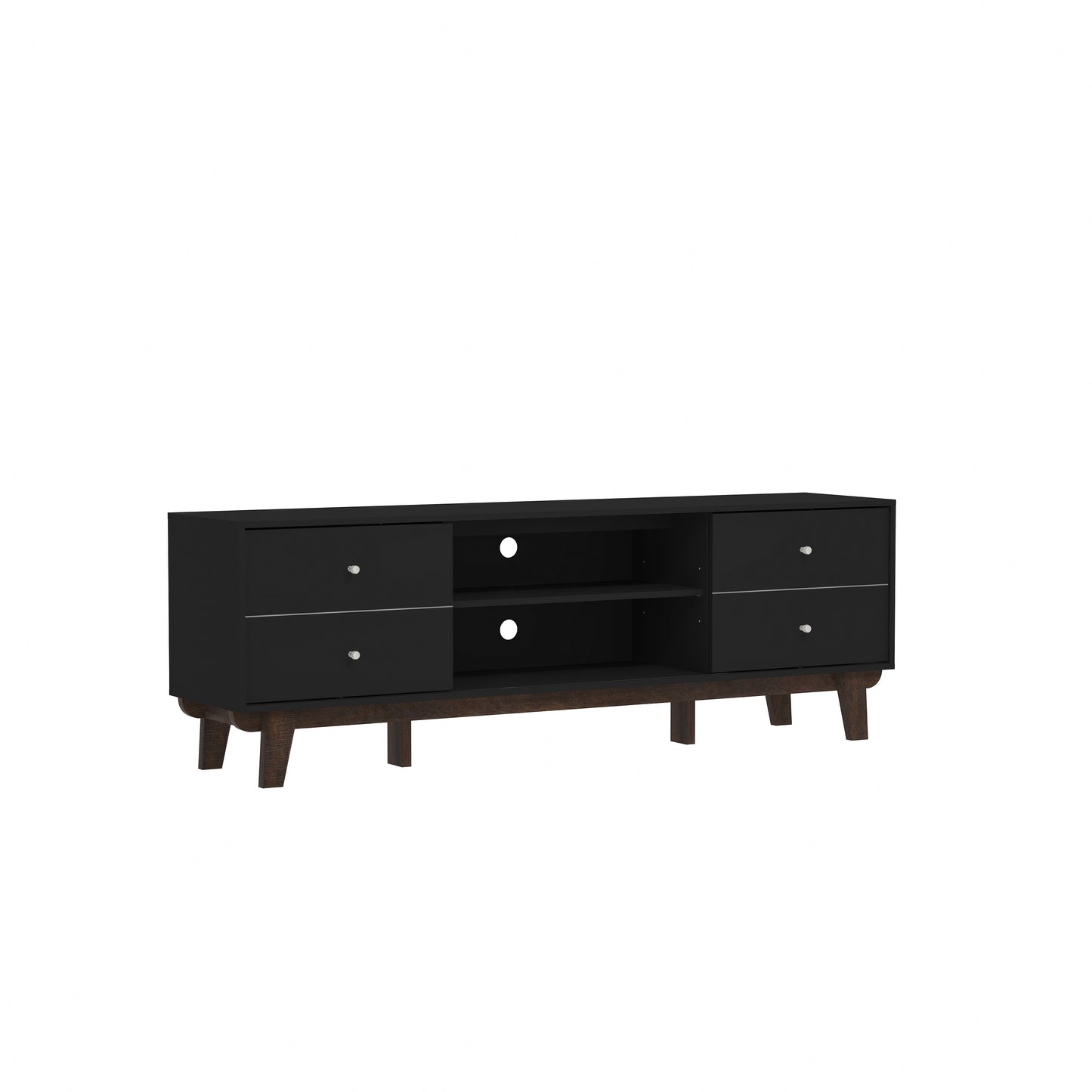 Living Essentials by Hillsdale Kincaid 70 inch Wood TV Stand with 2 Doors and Shelves, Matte Black