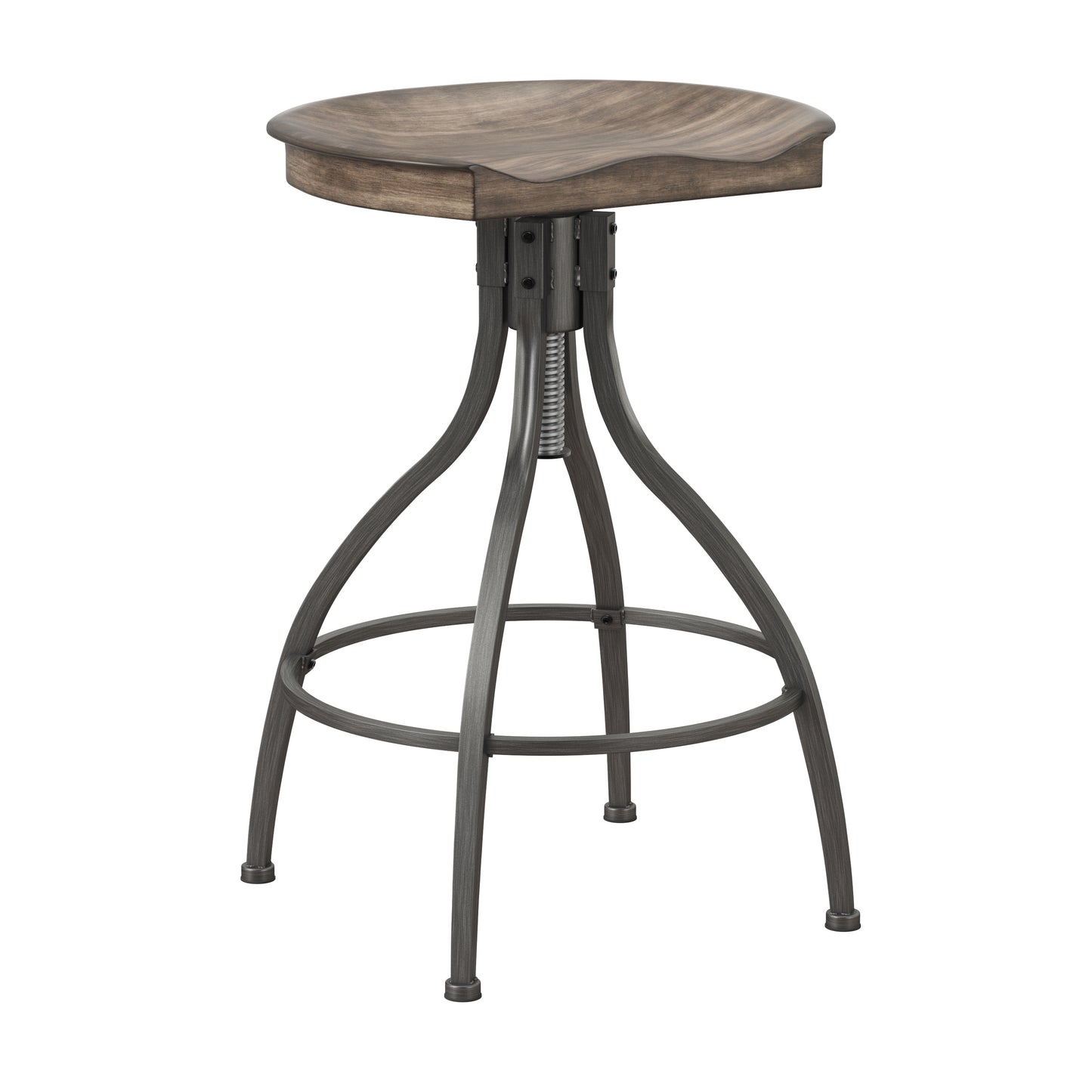 Hillsdale Furniture Worland Backless Metal Adjustable Height Swivel Stool, Gray Metal with Charcoal Finished Wood