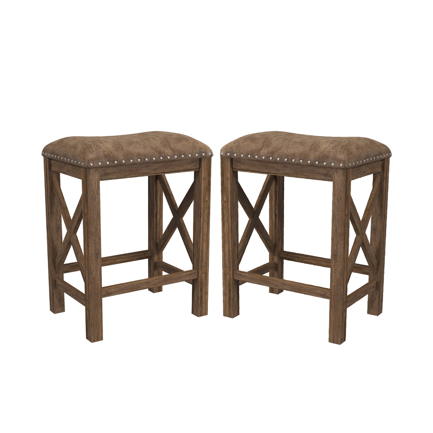 Hillsdale Furniture Willow Bend Wood Backless Counter Height Stool, Set of 2, Antique Brown Walnut