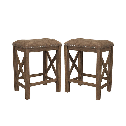 Hillsdale Furniture Willow Bend Wood Backless Counter Height Stool, Set of 2, Antique Brown Walnut