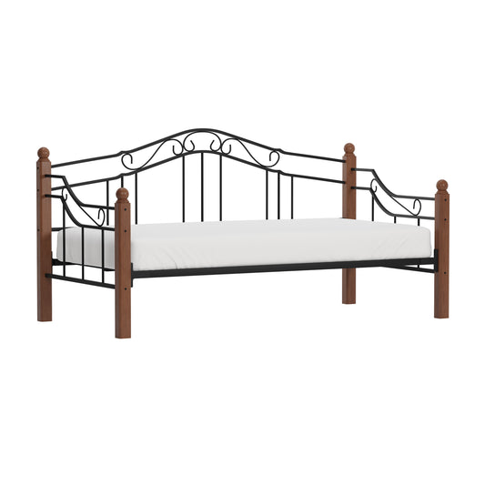 Hillsdale Furniture Madison Wood and Metal Twin Daybed, Black with Cherry Posts