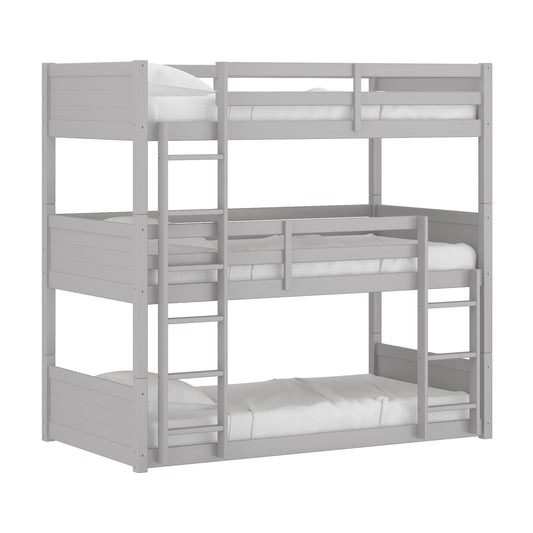 Living Essentials by Hillsdale Capri Wood Triple Bunk Bed, Gray