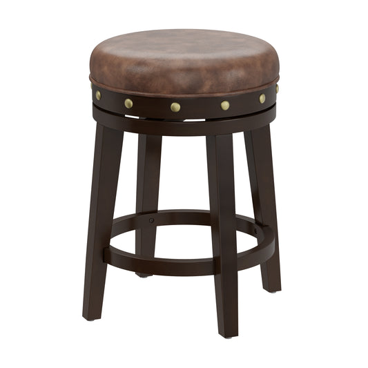 Hillsdale Furniture Benard Wood Backless Counter Height Swivel Stool, Deep Smoke Brown