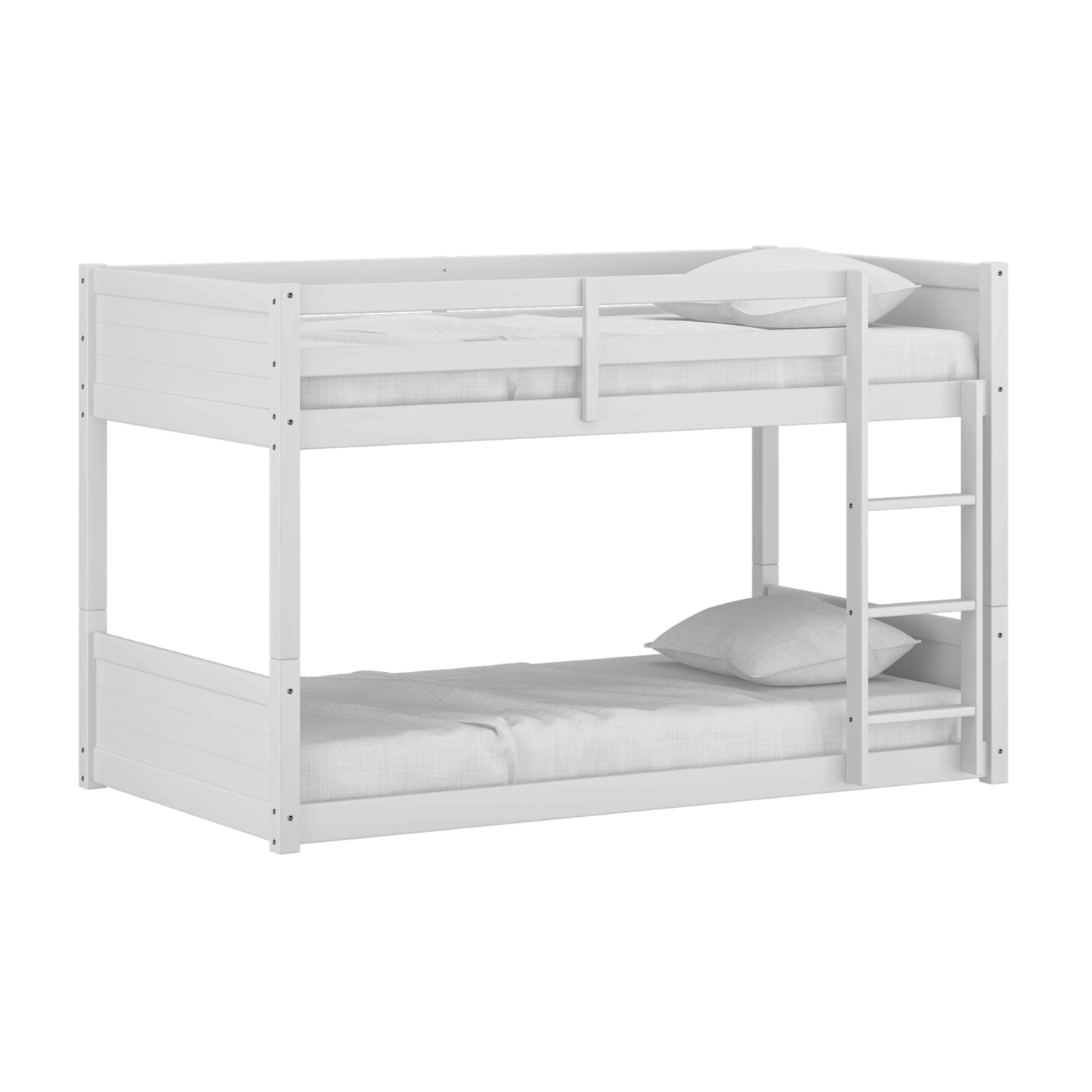 Living Essentials by Hillsdale Capri Wood Twin Over Twin Floor Bunk Bed, White