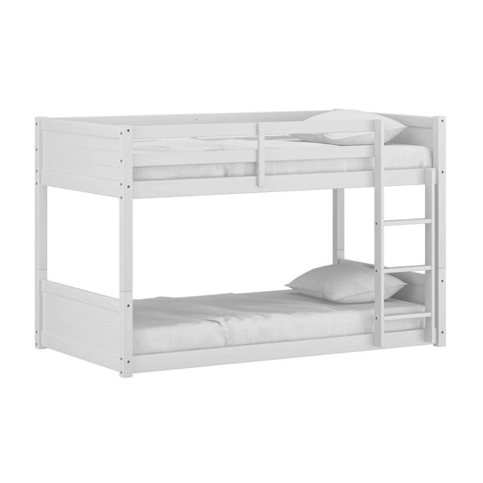 Living Essentials by Hillsdale Capri Wood Twin Over Twin Floor Bunk Bed, White