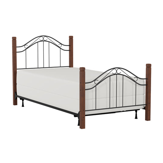 Hillsdale Furniture Matson Twin Metal Bed with Cherry Wood Posts, Black